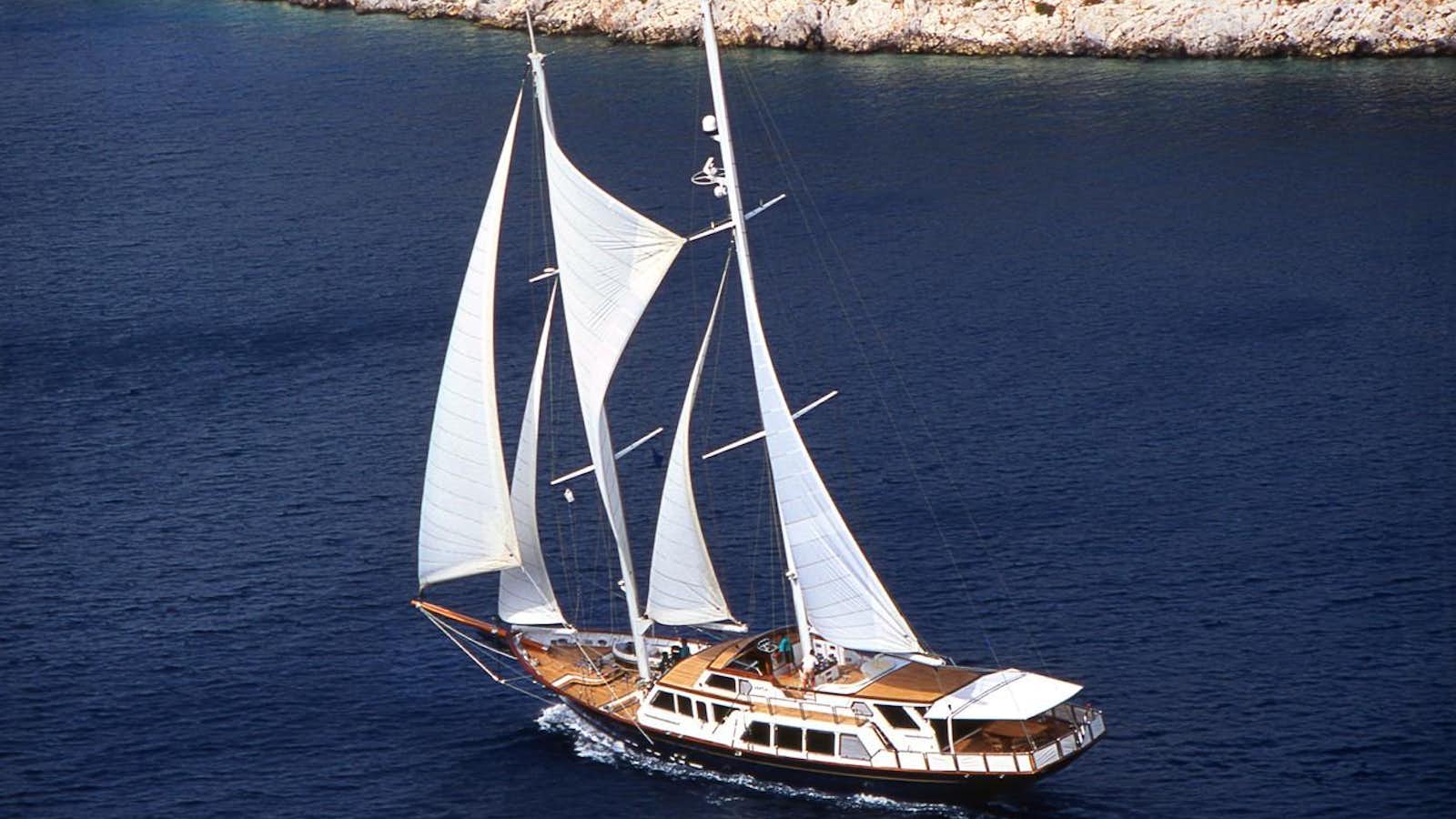a sailboat on the water aboard ALTHEA Yacht for Sale