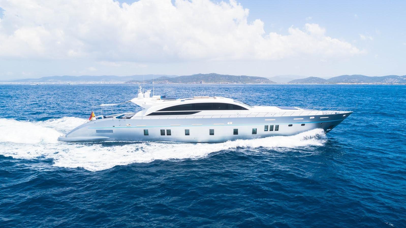 a white yacht in the water aboard EVA Yacht for Sale