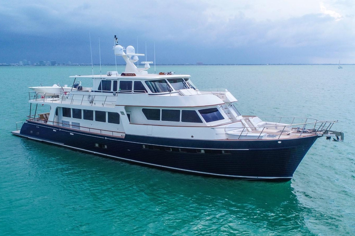 a boat in the water aboard EXPLORER 97E-CB Yacht for Sale