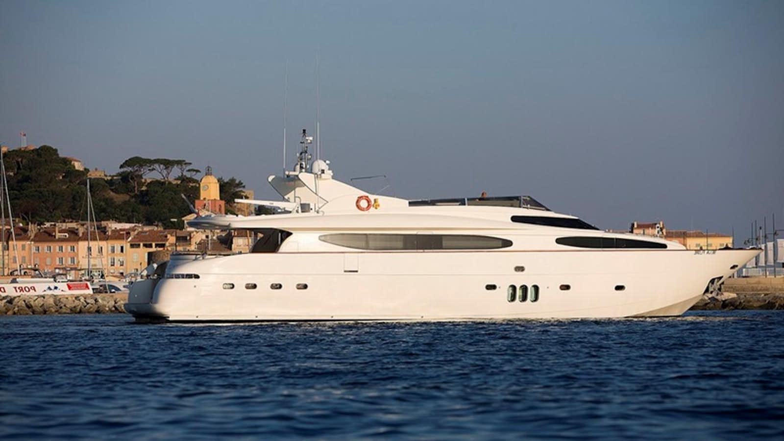 a white yacht in the water aboard BEIJA FLORE Yacht for Sale