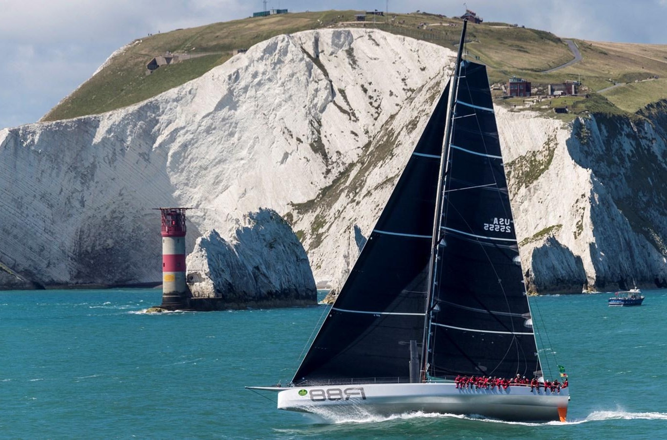 a boat sailing in the sea aboard LUCKY Yacht for Sale