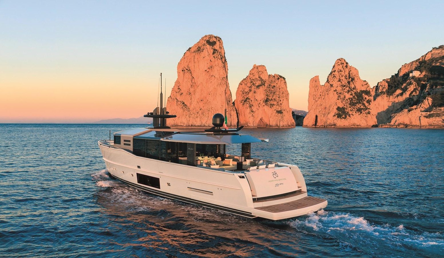 a boat in the water aboard ARCADIA A85 Yacht for Sale