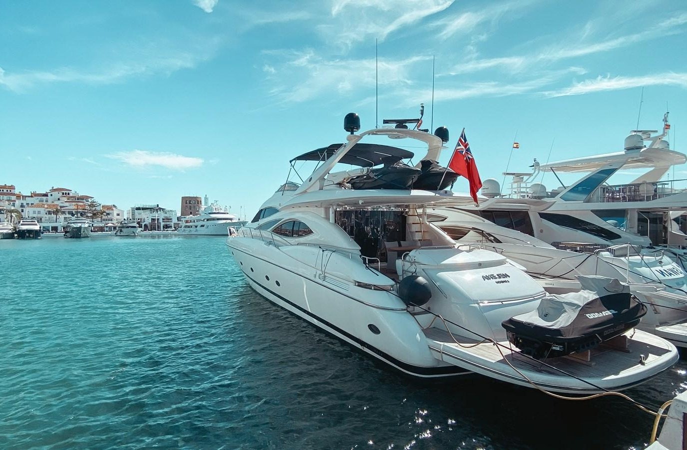 a boat docked at a pier aboard HELENA Yacht for Sale