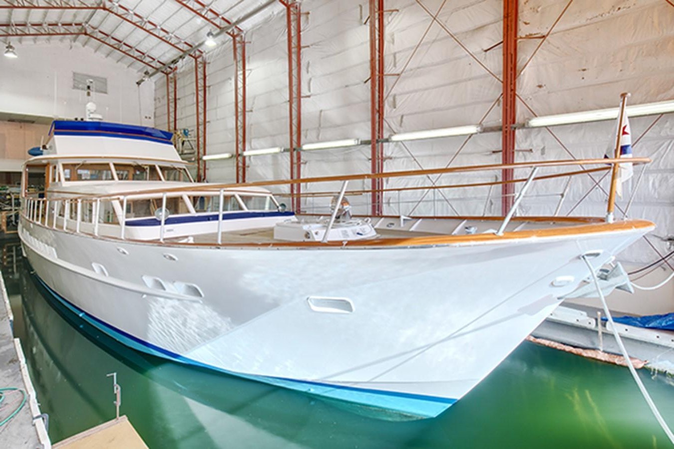 a row of boats in a building aboard EXCALIBUR Yacht for Sale