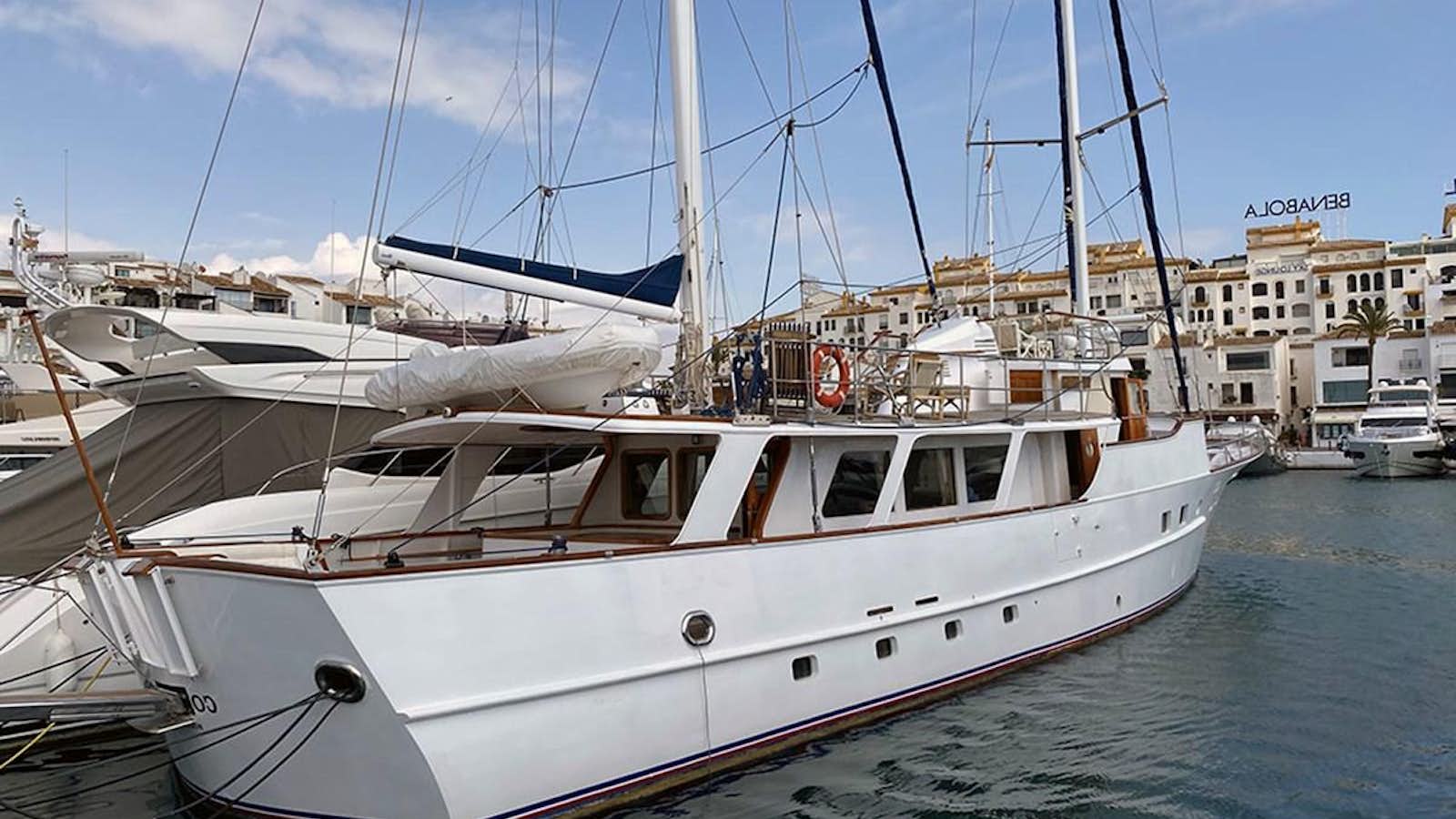 a boat in the water aboard COLUMBUS OF LYMINGTON Yacht for Sale