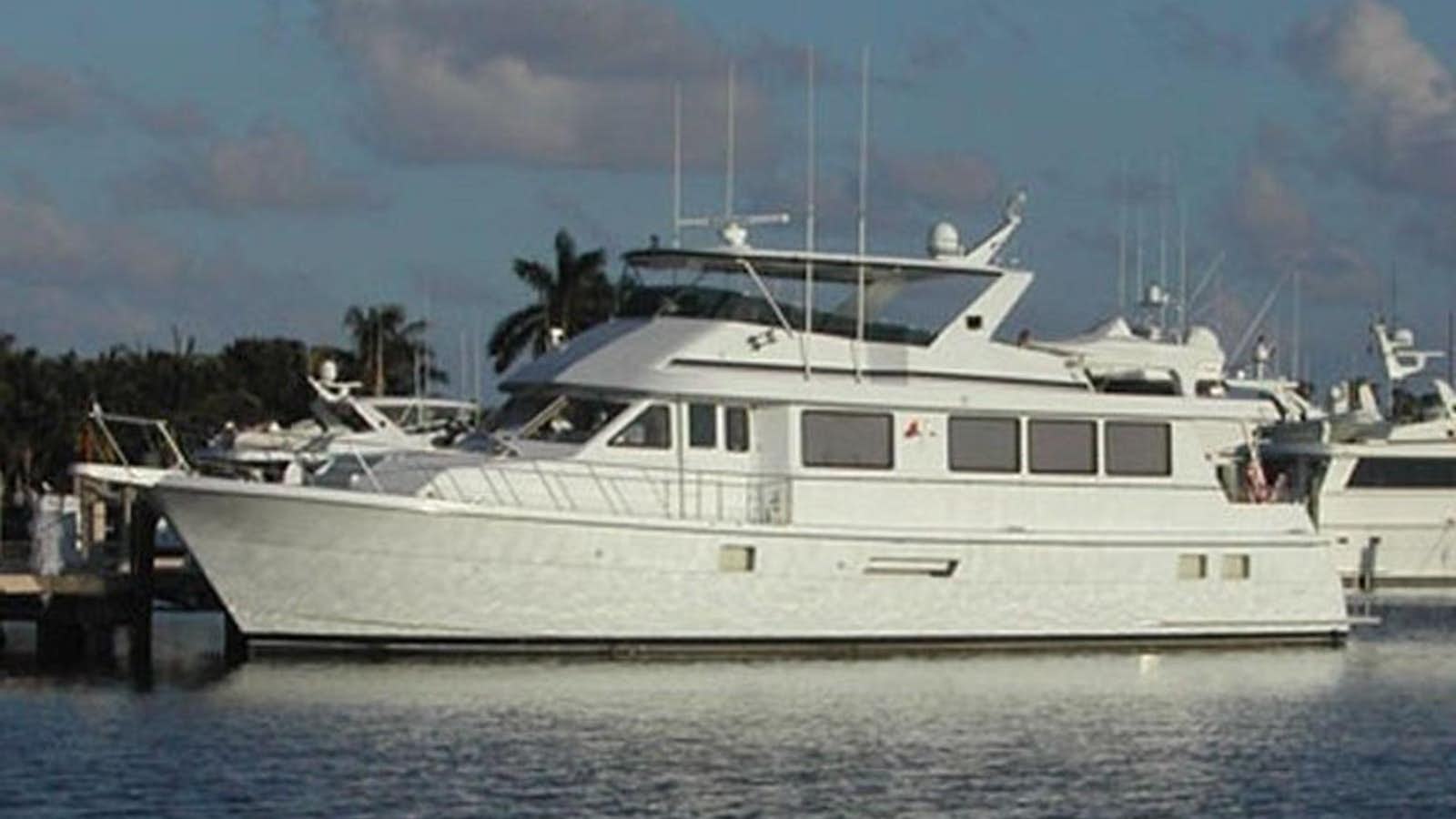 a white boat on the water aboard WHALE'S WAY Yacht for Sale