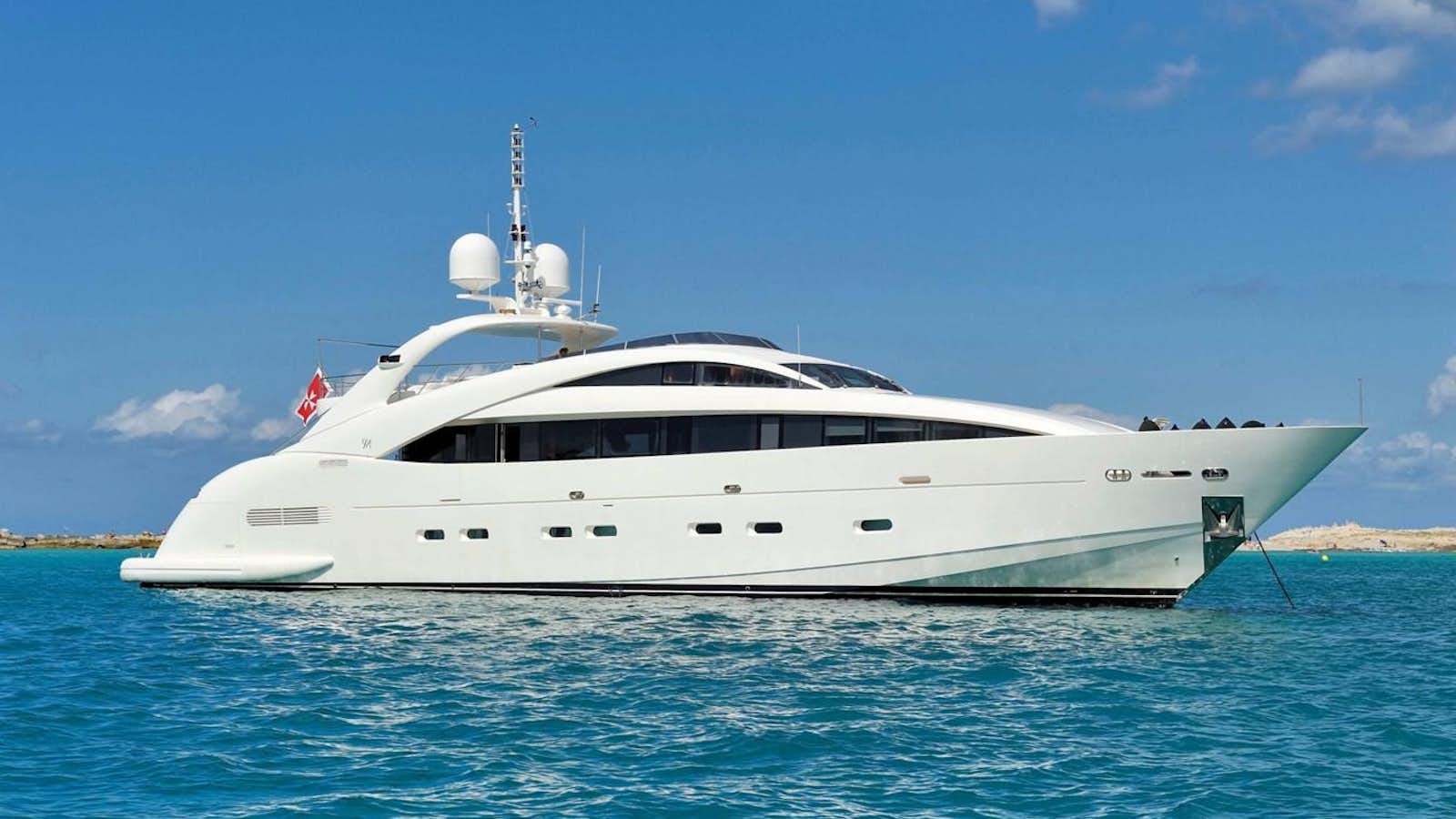 a white yacht in the water aboard WHISPERING ANGEL Yacht for Sale