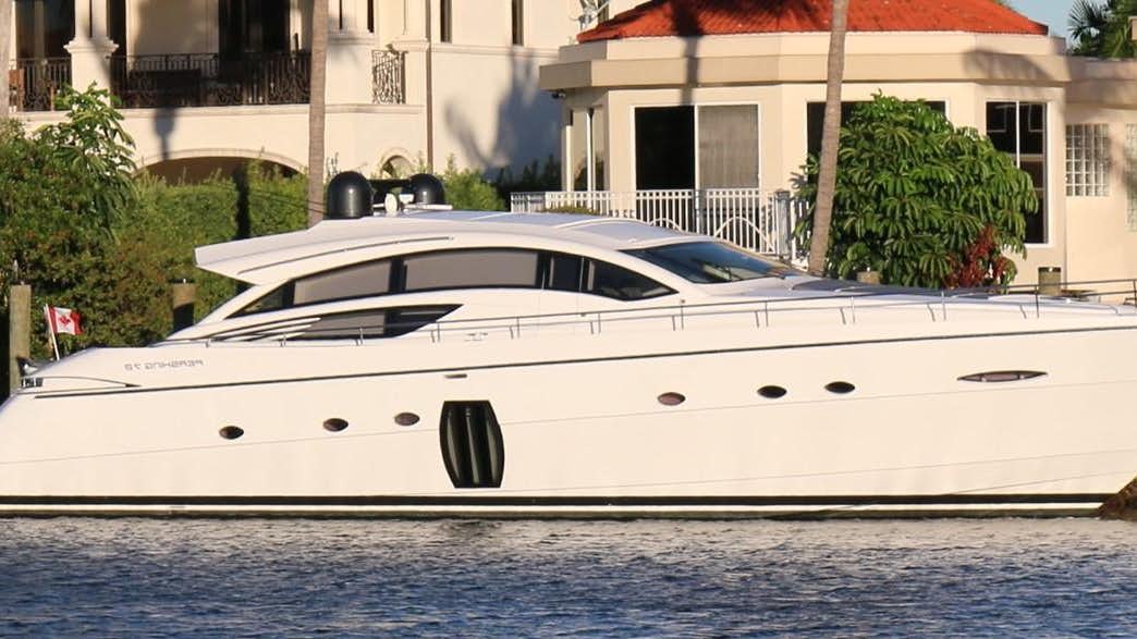 a white yacht in a driveway aboard VANTAGE Yacht for Sale