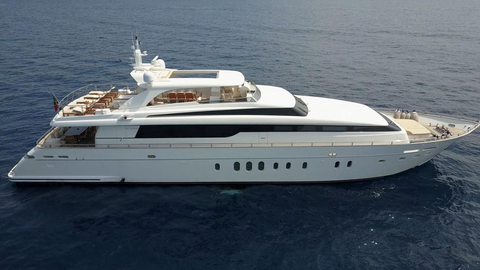 a white yacht on the water aboard PETRUS Yacht for Sale