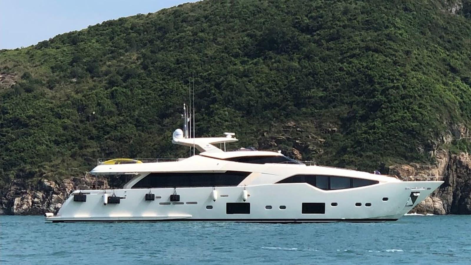 a boat on the water aboard CUSTOM LINE 108 Yacht for Sale