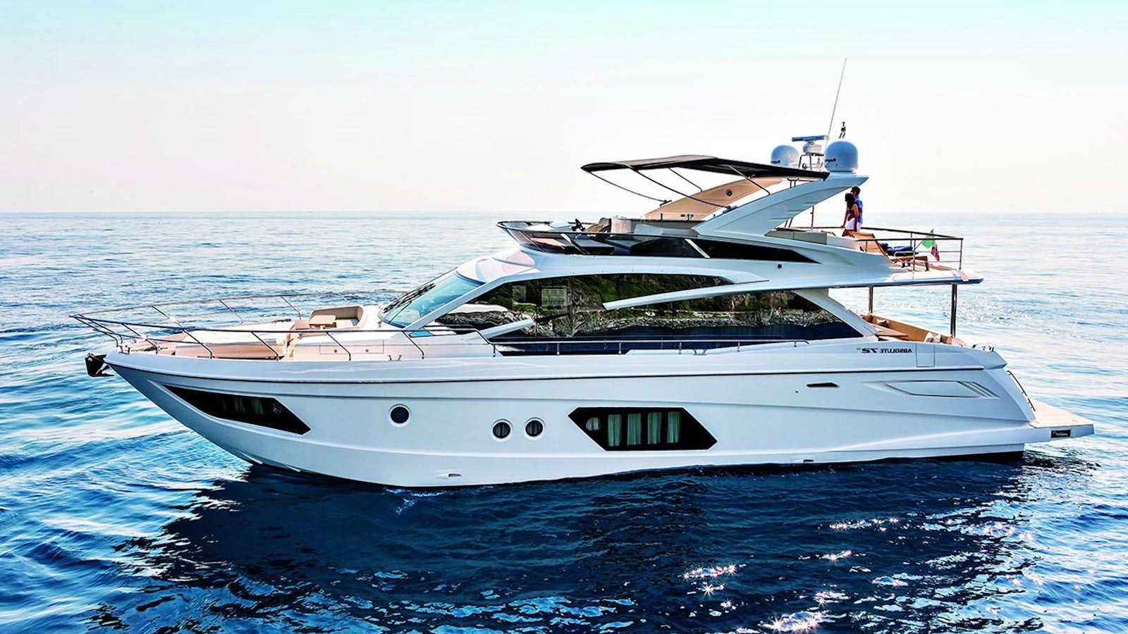 a white yacht in the water aboard 72 FLY Yacht for Sale