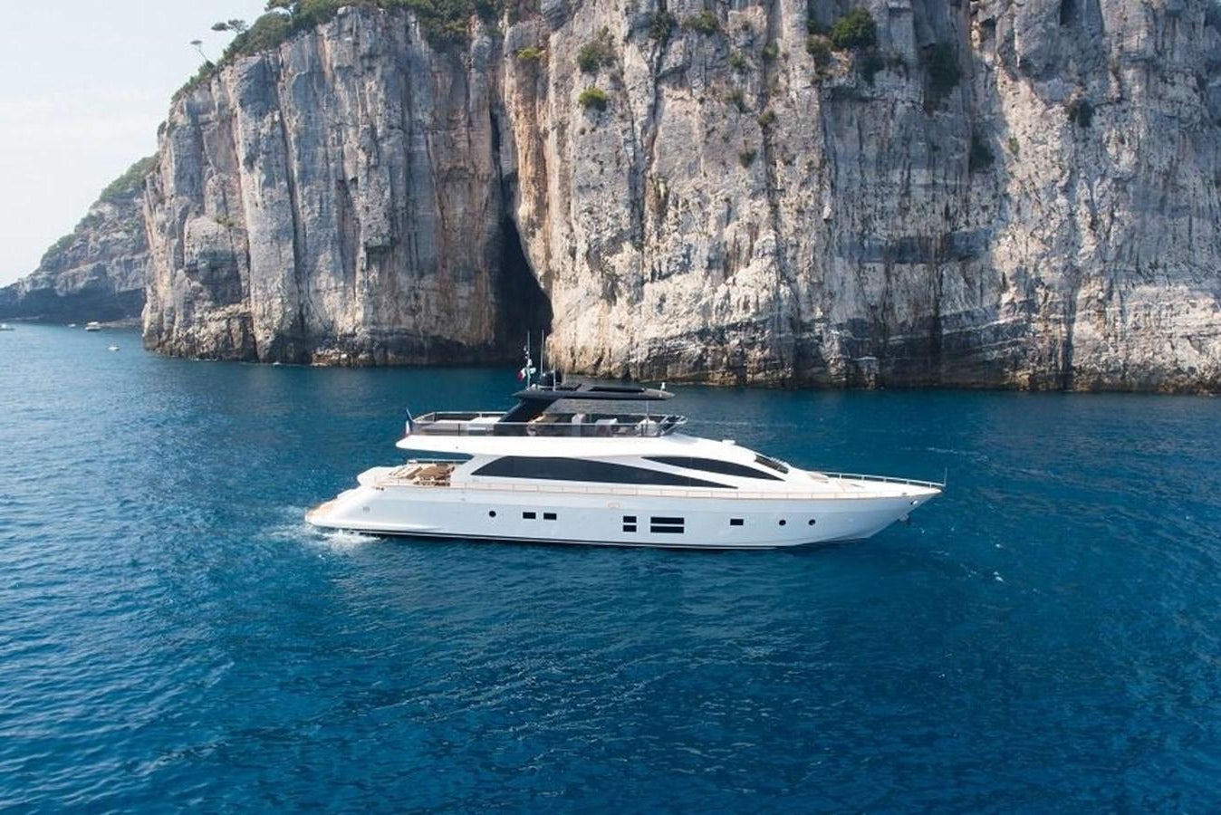 a boat in the water aboard VISIONARIA Yacht for Sale