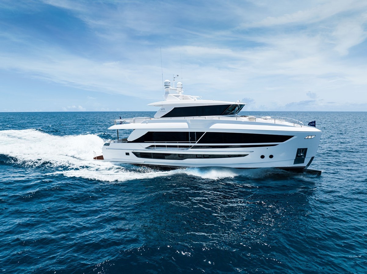 a white yacht on the water aboard FD80 608 Yacht for Sale