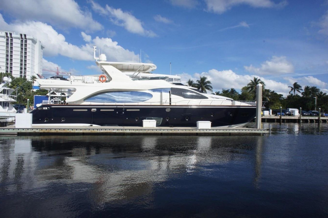 a large yacht in the water aboard CASPIAN Yacht for Sale