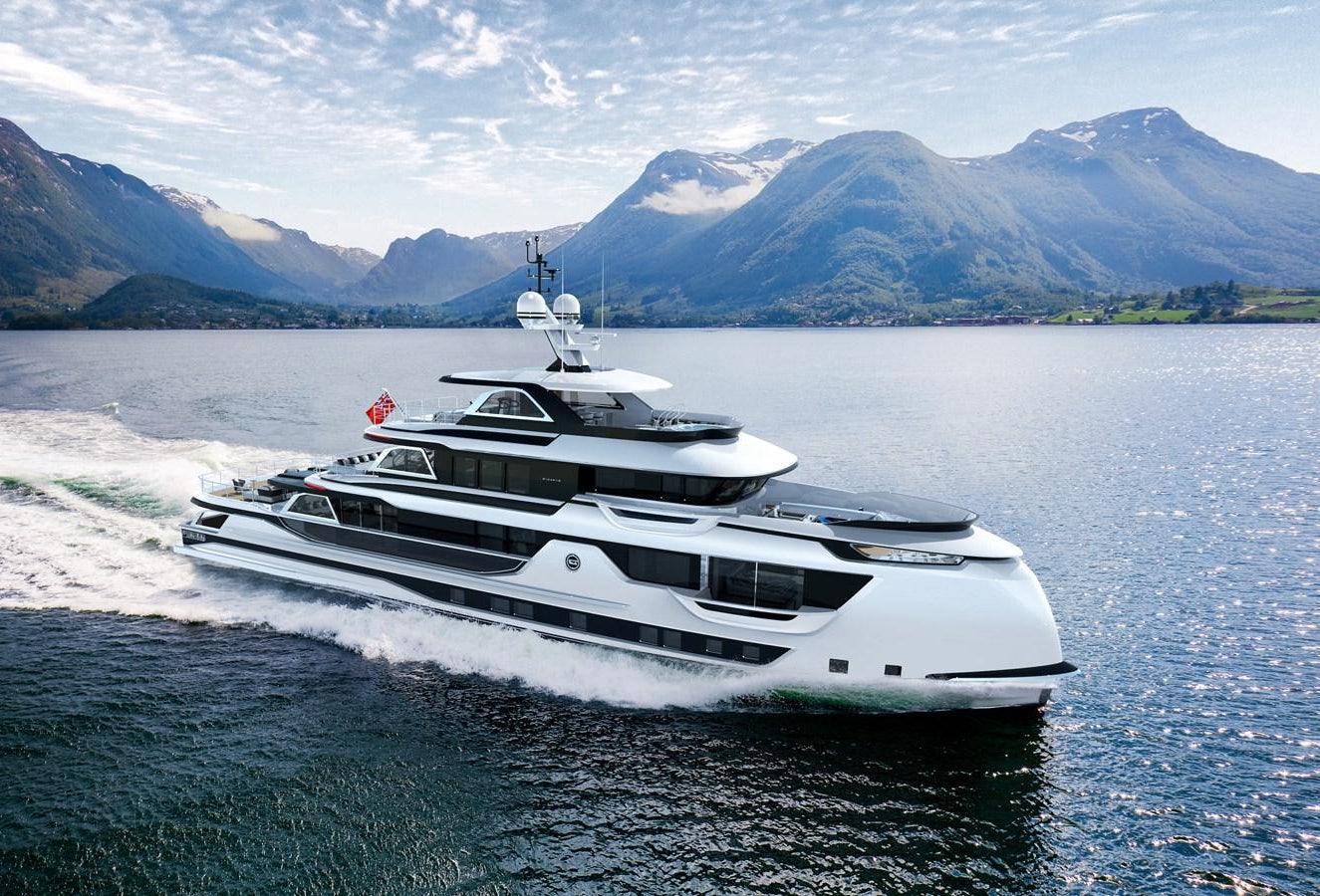 a boat on the water aboard DYNAMIQ GLOBAL 400 Yacht for Sale