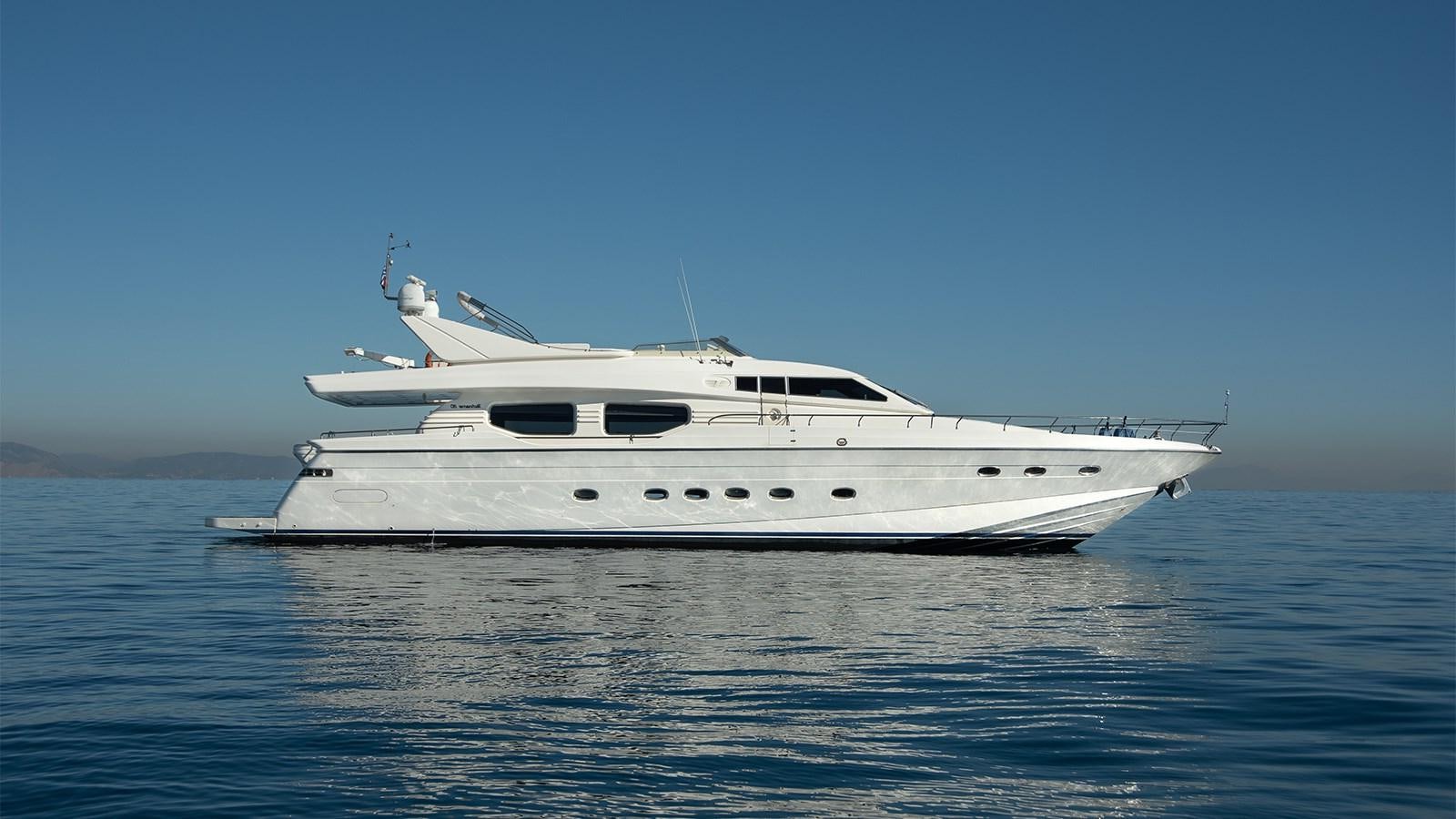 a white yacht in the water aboard AMYMONE Yacht for Sale