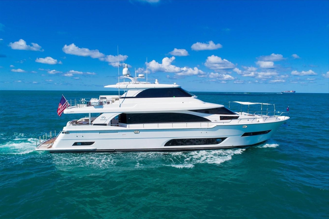 a white yacht in the water aboard VALIANT Yacht for Sale
