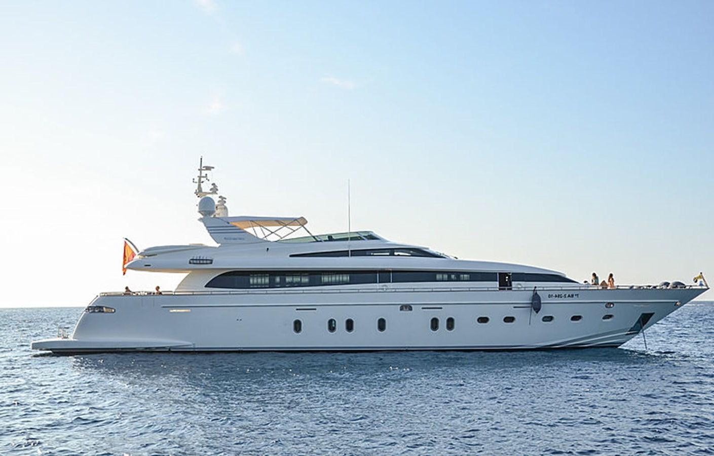 a large white yacht aboard BERTONA III Yacht for Sale