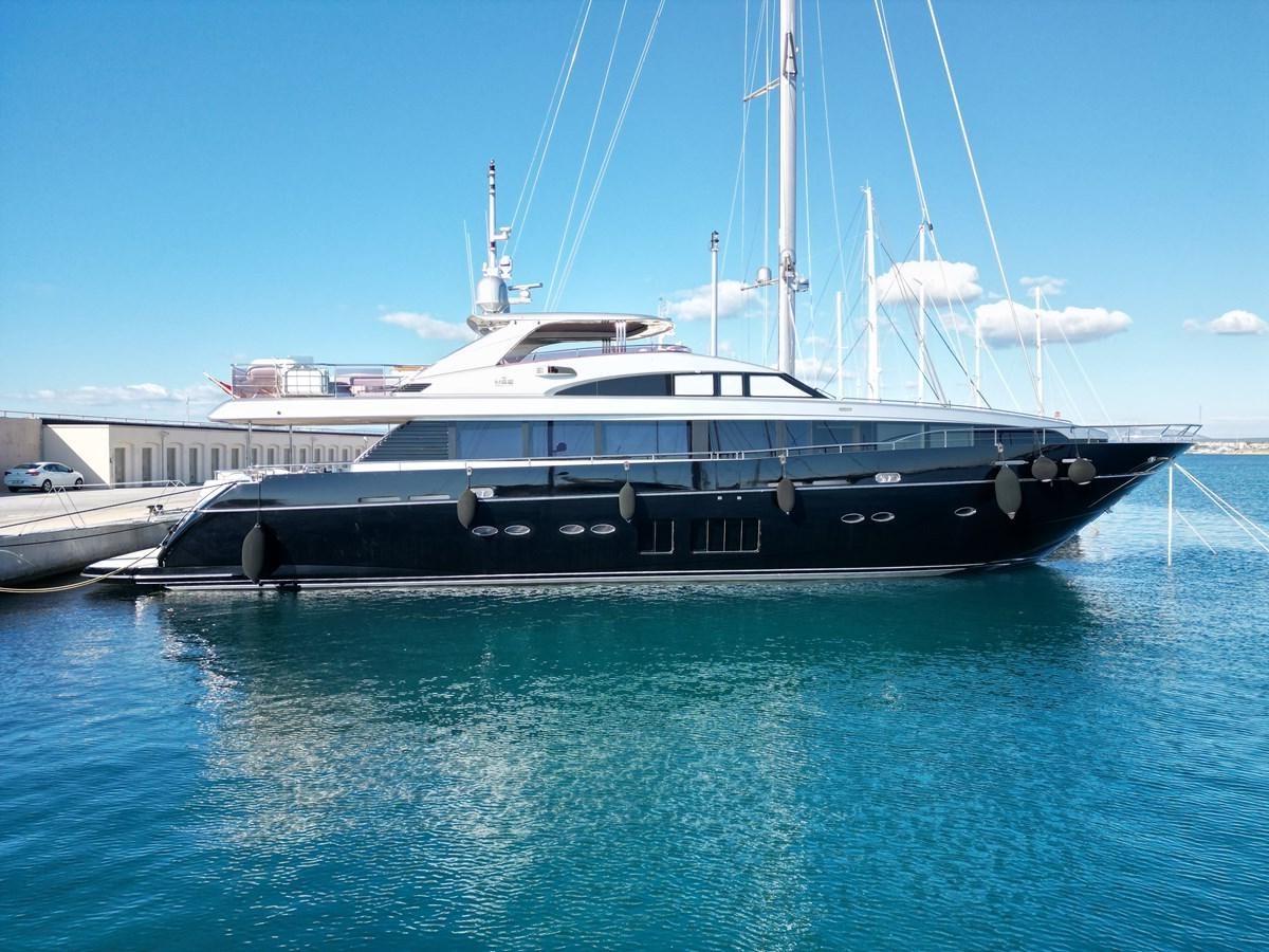 a boat docked at a pier aboard SEABEACH Yacht for Sale