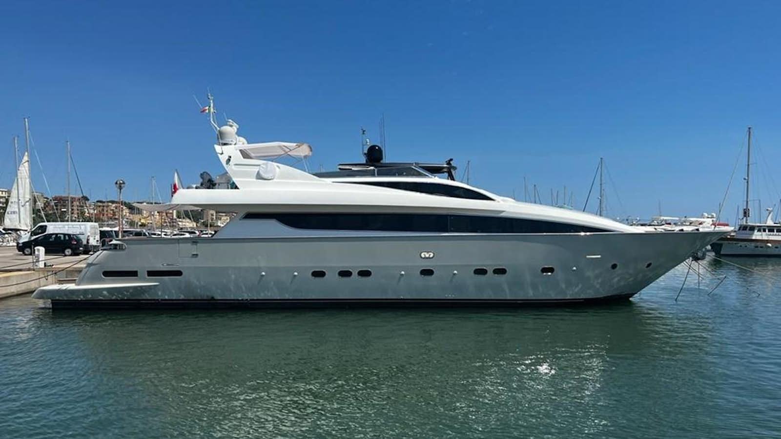 a yacht docked at a pier aboard DEAONE Yacht for Sale