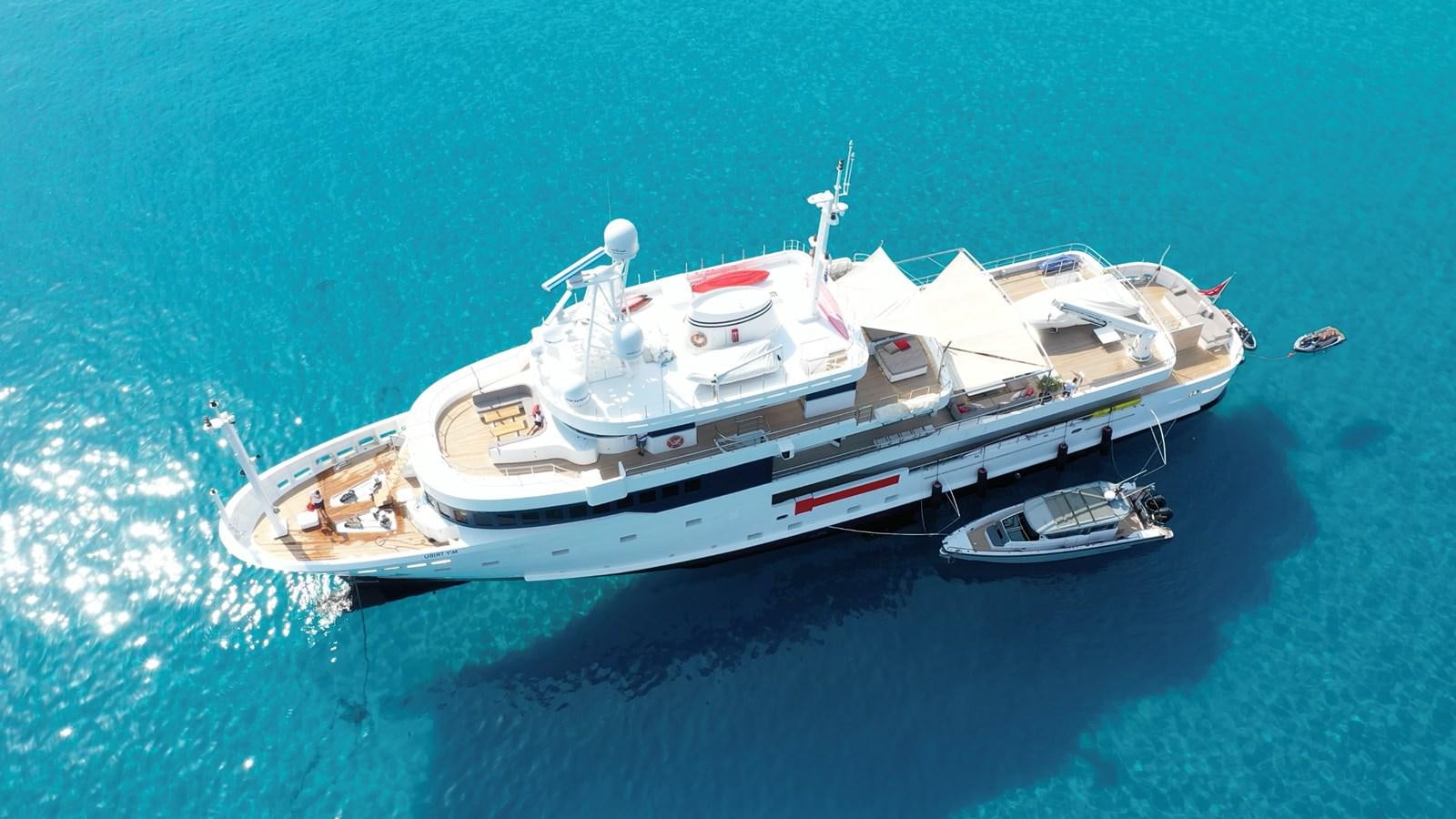 a high angle view of a boat aboard TRIBU Yacht for Sale