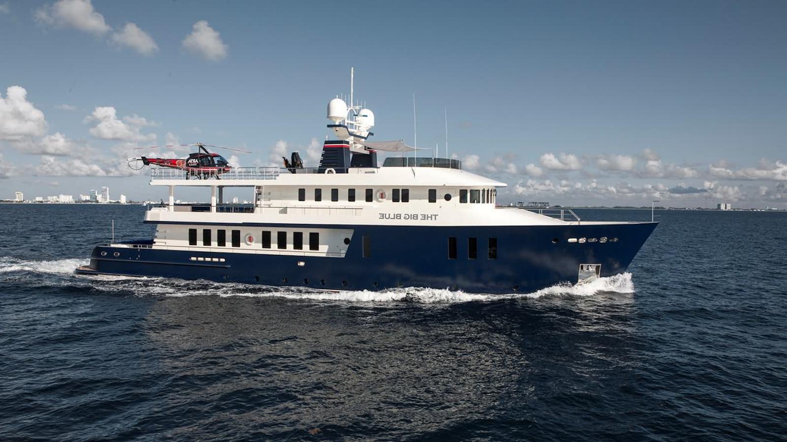 a boat on the water aboard THE BIG BLUE Yacht for Sale