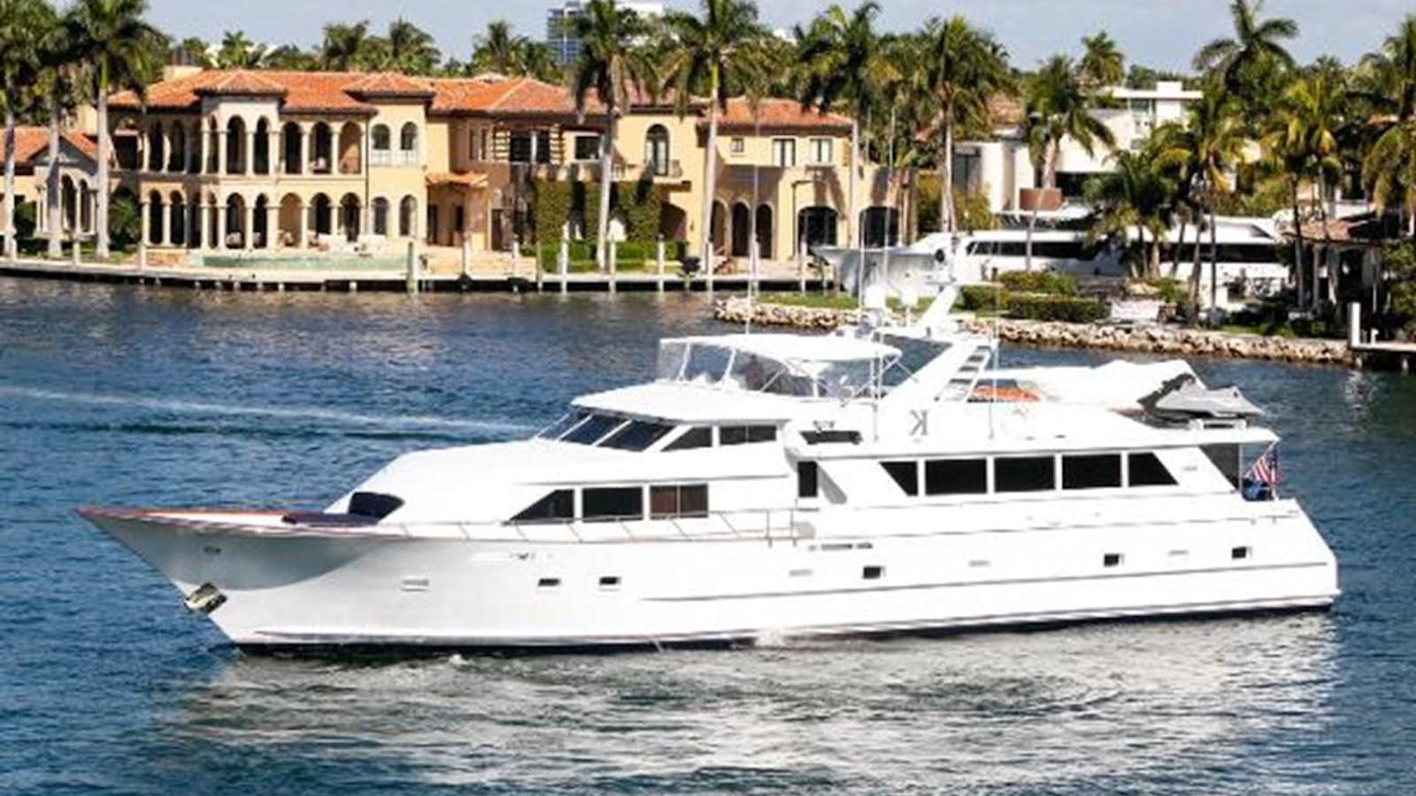 a white yacht in the water aboard K Yacht for Sale