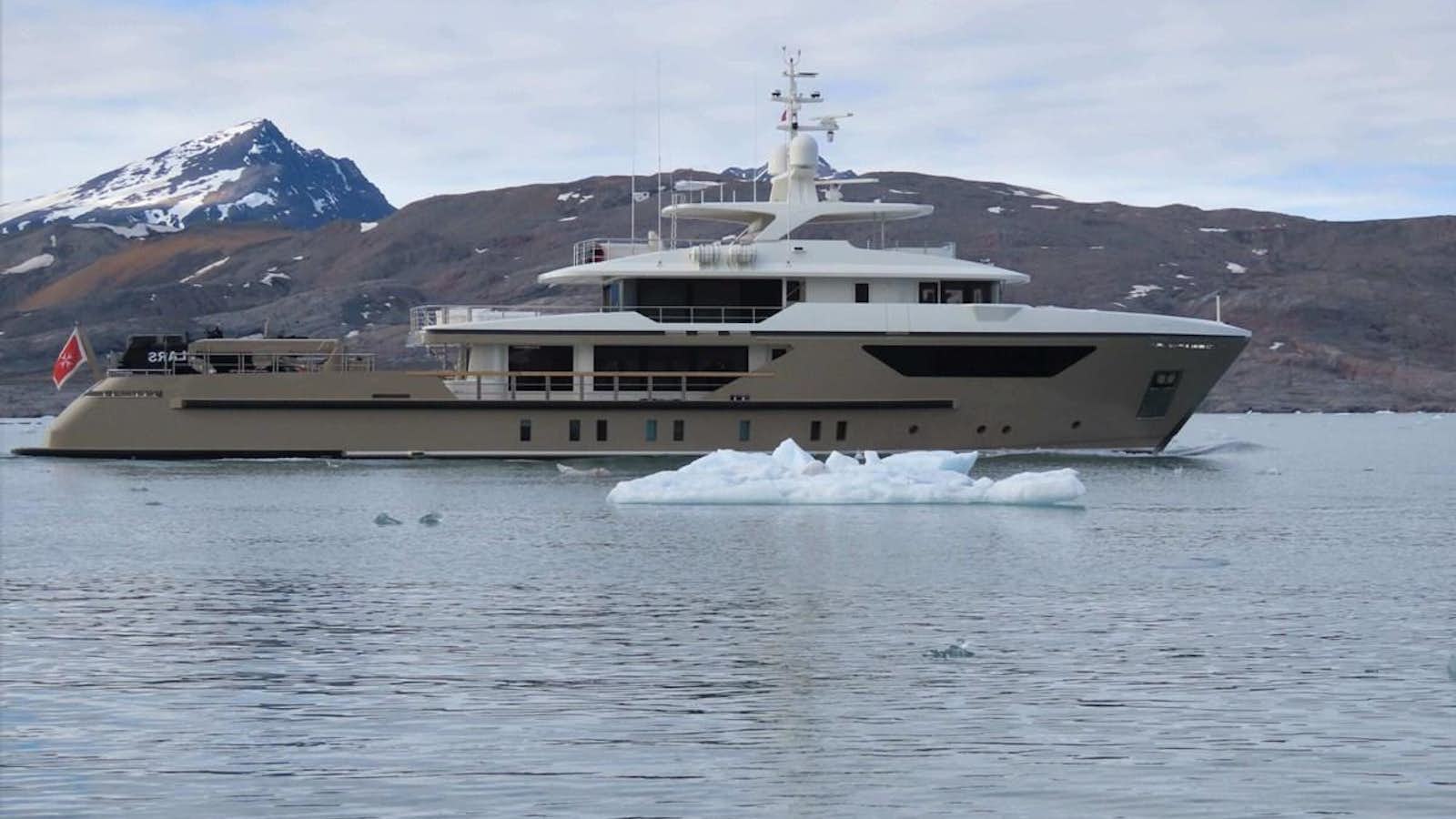 a large ship in the water aboard LARS Yacht for Sale
