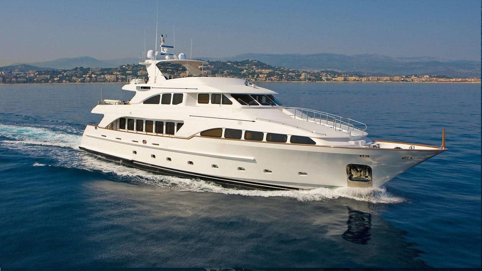 a white yacht in the water aboard DREAM ON II Yacht for Sale