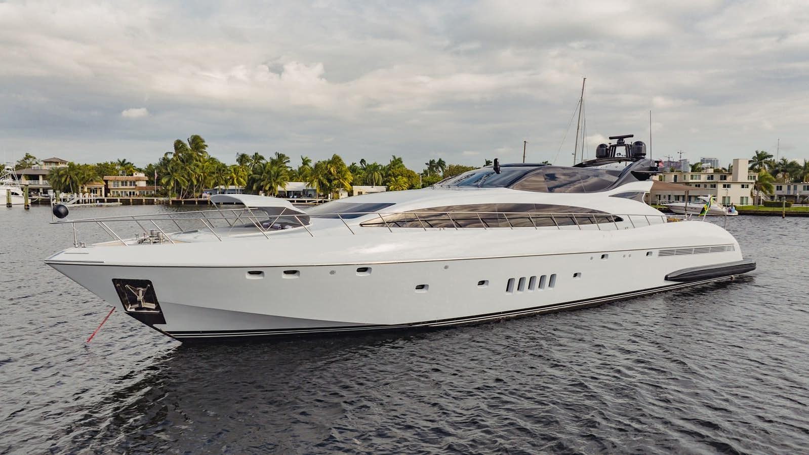 a white yacht on the water aboard 7 KNOTS Yacht for Sale