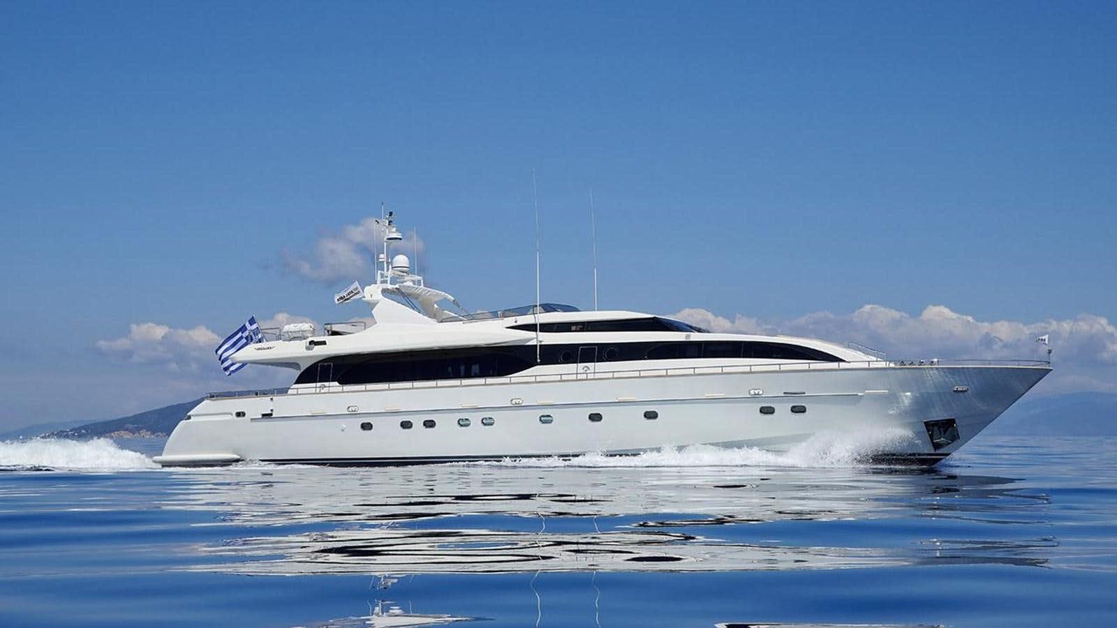 a white yacht in the water aboard CELIA Yacht for Sale