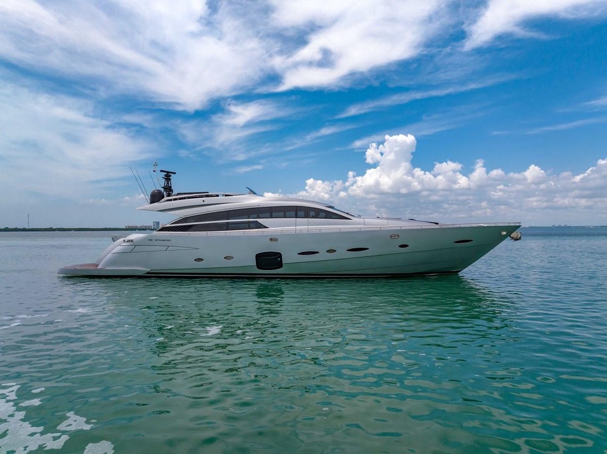 a white boat in the water aboard ARENA Yacht for Sale