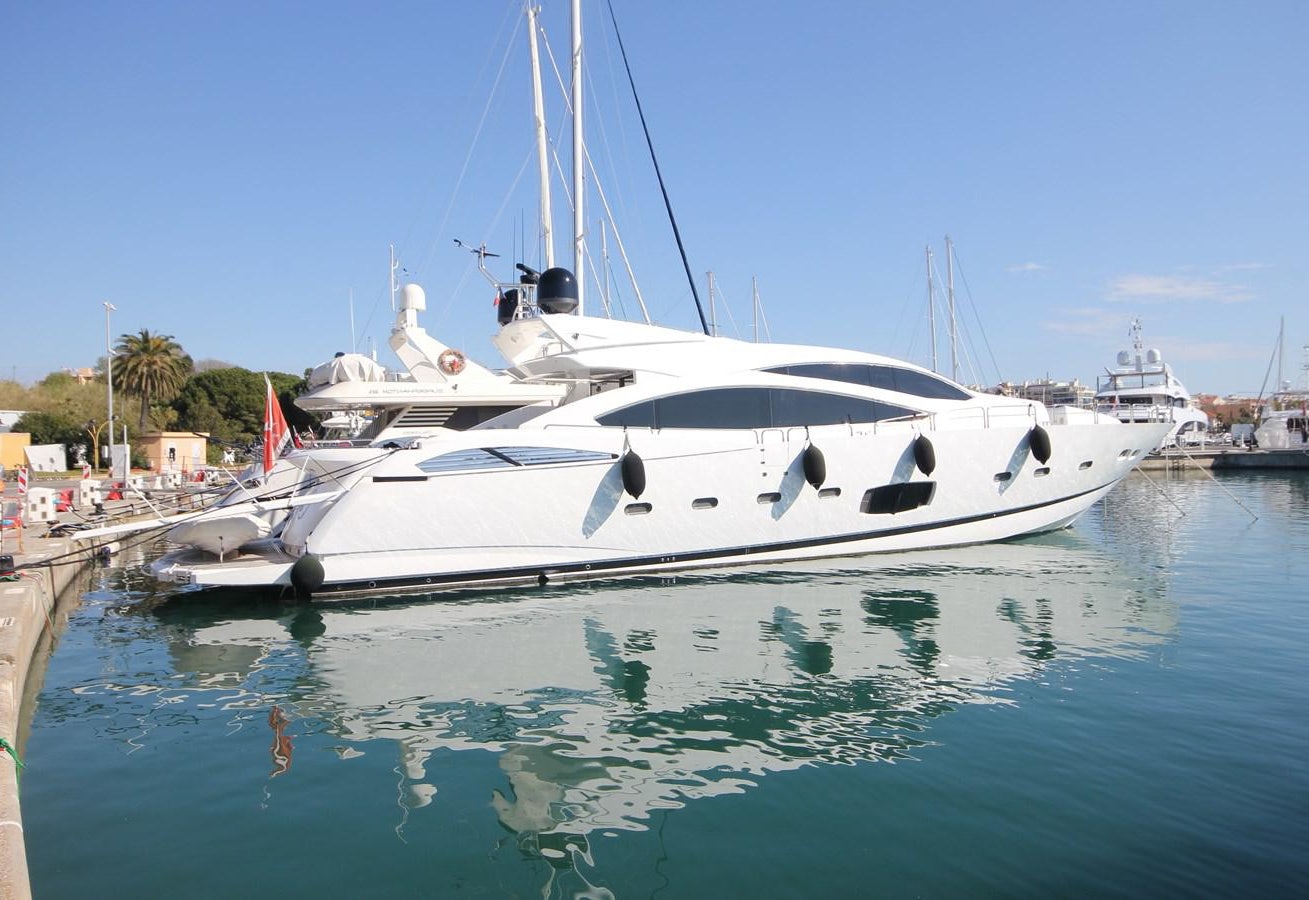 a boat docked at a pier aboard COPPER 3 Yacht for Sale