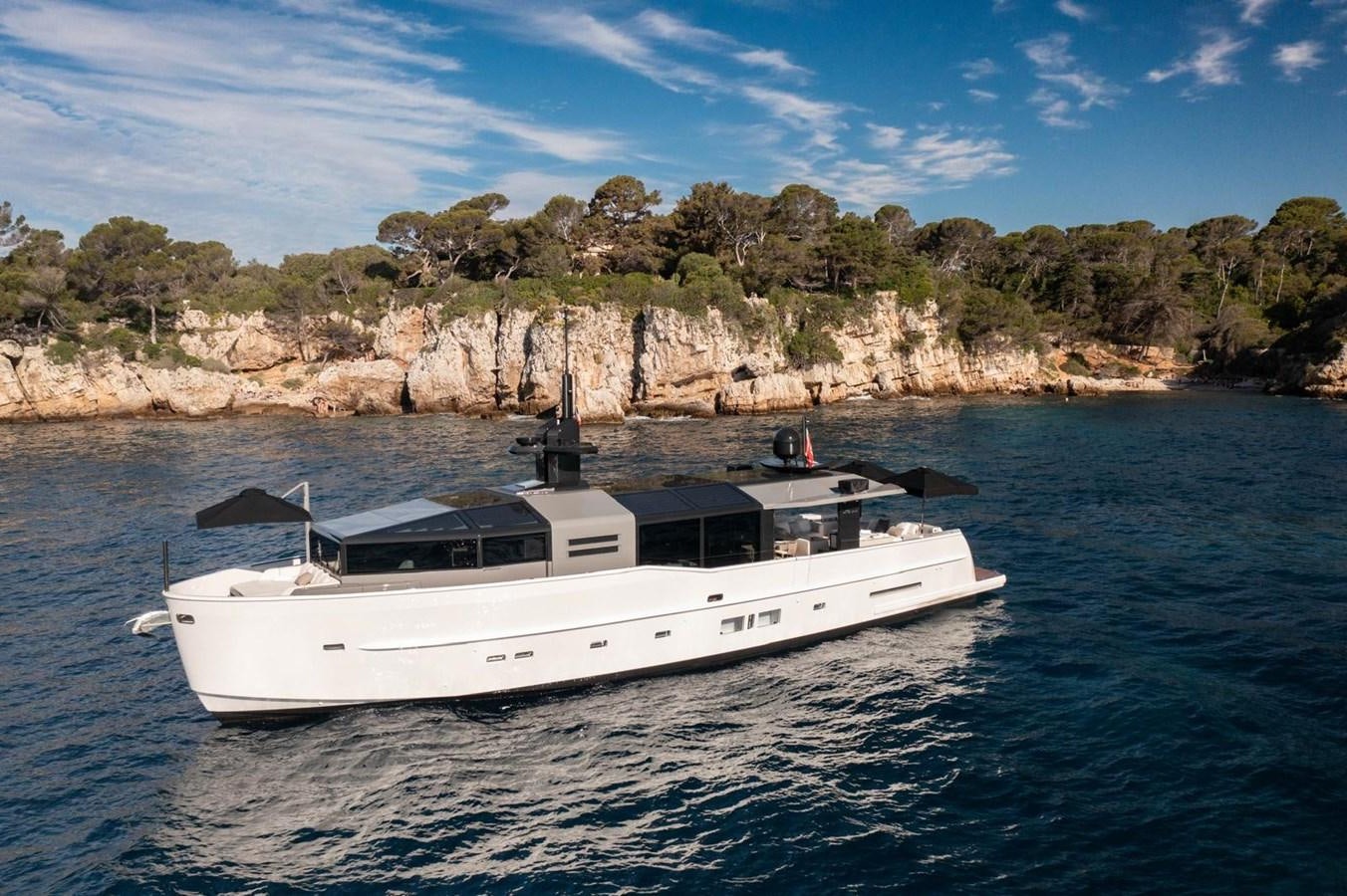a boat on the water aboard NIGHT FURY Yacht for Sale