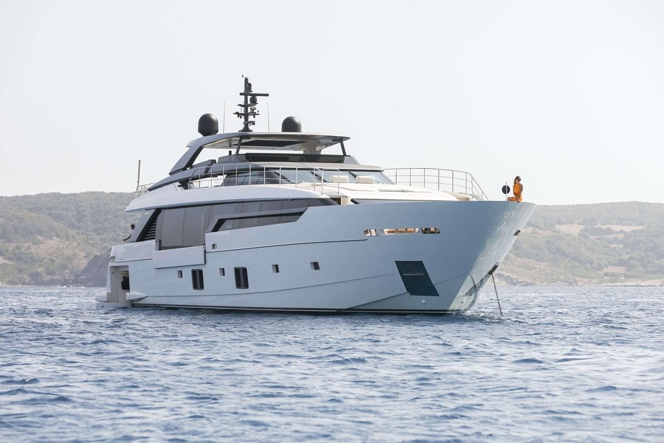 a white yacht in the water aboard 2022 SANLORENZO SL120A Yacht for Sale