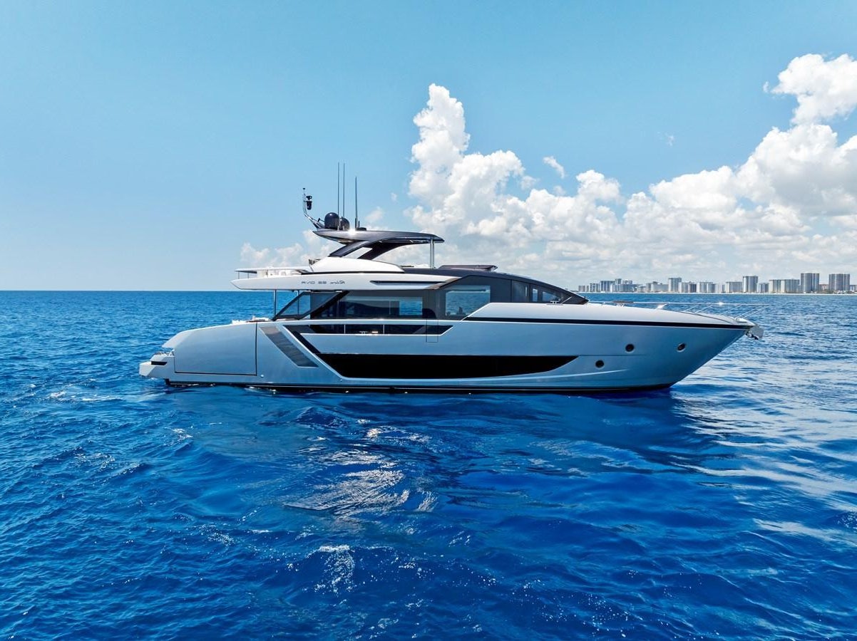 a boat in the water aboard RIVA 82 DIVA Yacht for Sale