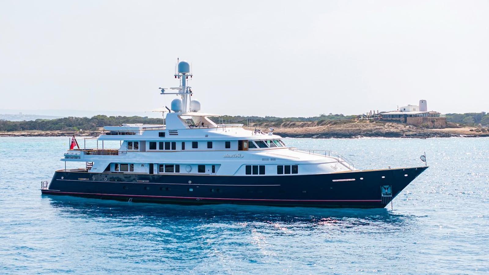 a large boat in the water aboard SOLINDA Yacht for Sale