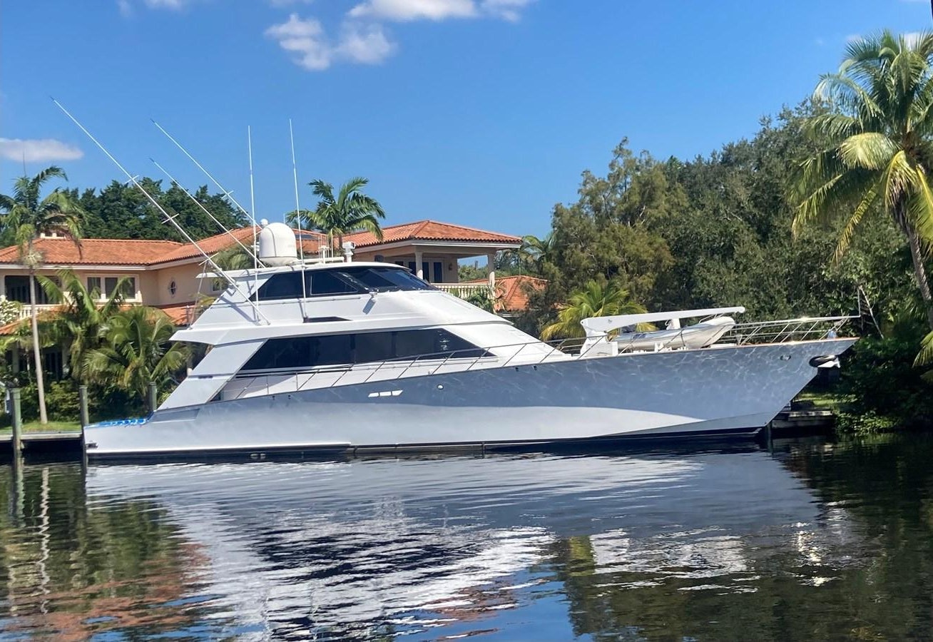 a boat docked at a pier aboard LADY JANE Yacht for Sale