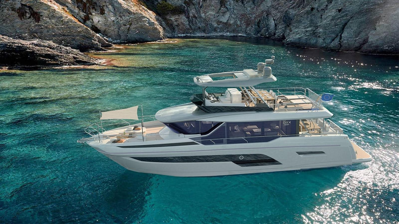 a boat on the water aboard PRESTIGE X60 Yacht for Sale