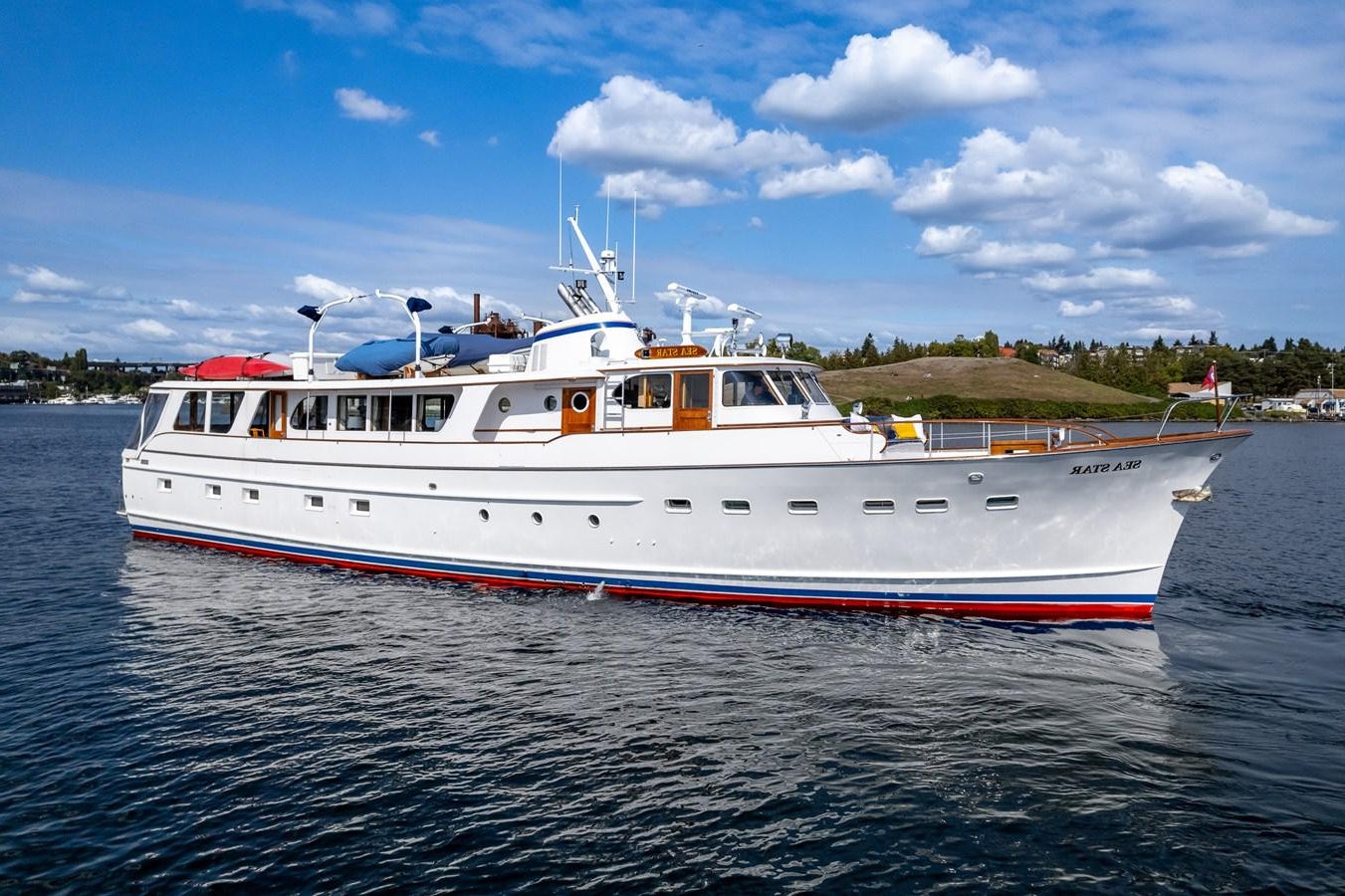 a boat on the water aboard SEA STAR Yacht for Sale