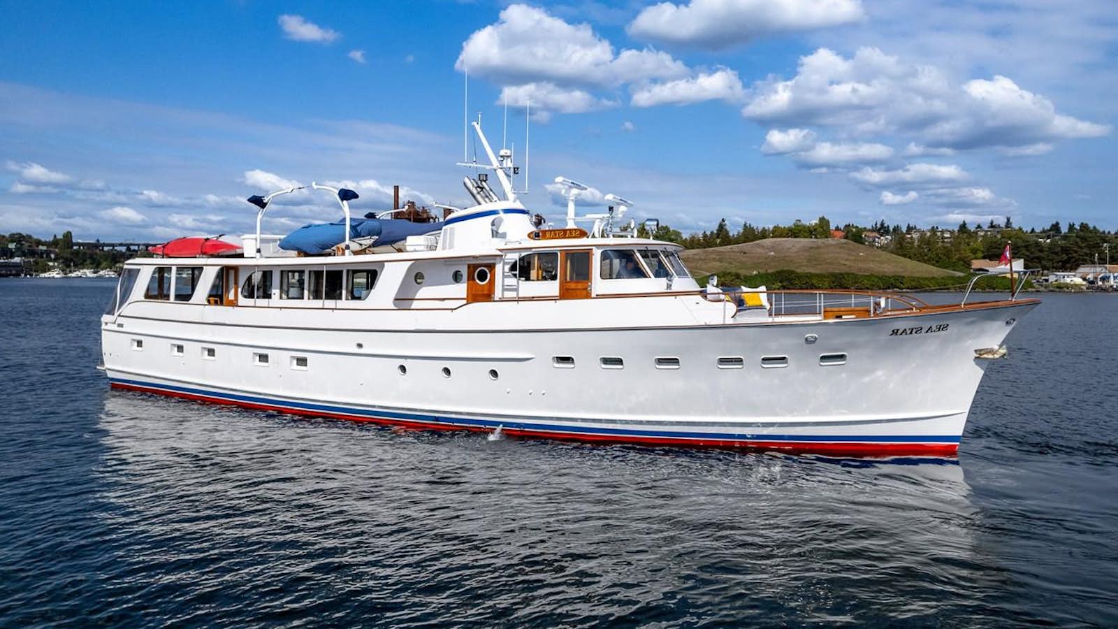 a boat on the water aboard SEA STAR Yacht for Sale