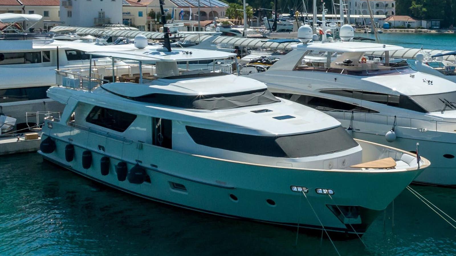 a boat parked in a harbor aboard SANLORENZO SD 92 Yacht for Sale