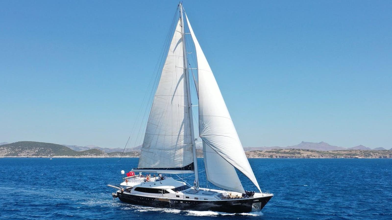 a sailboat in the water aboard GULMARIA Yacht for Sale