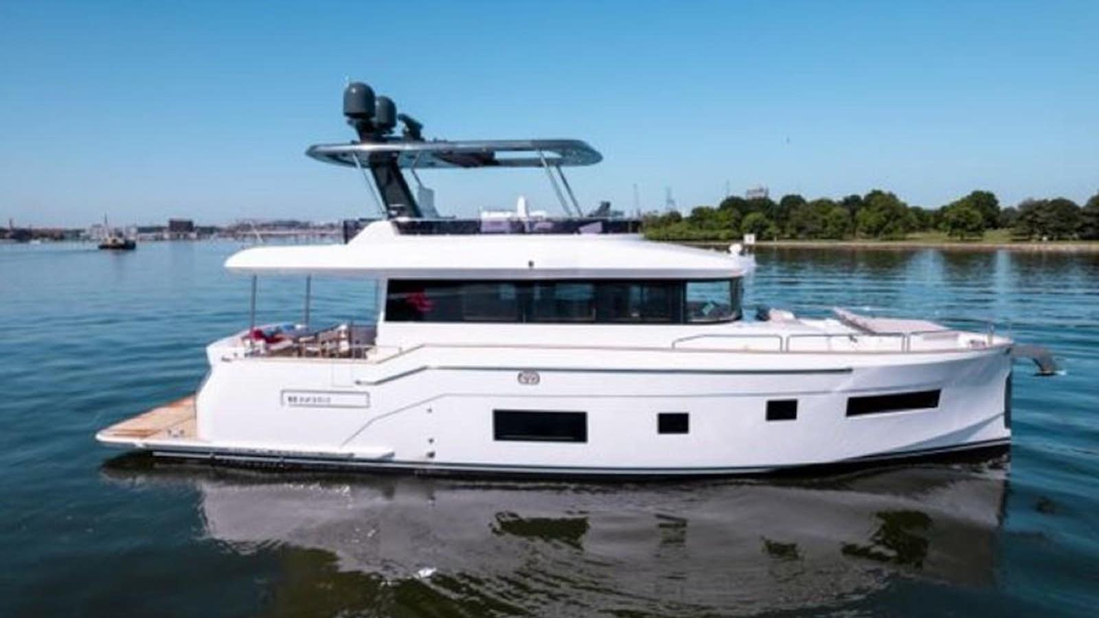 a boat in the water aboard 2023 SIRENA 58 FLYBRIDGE Yacht for Sale