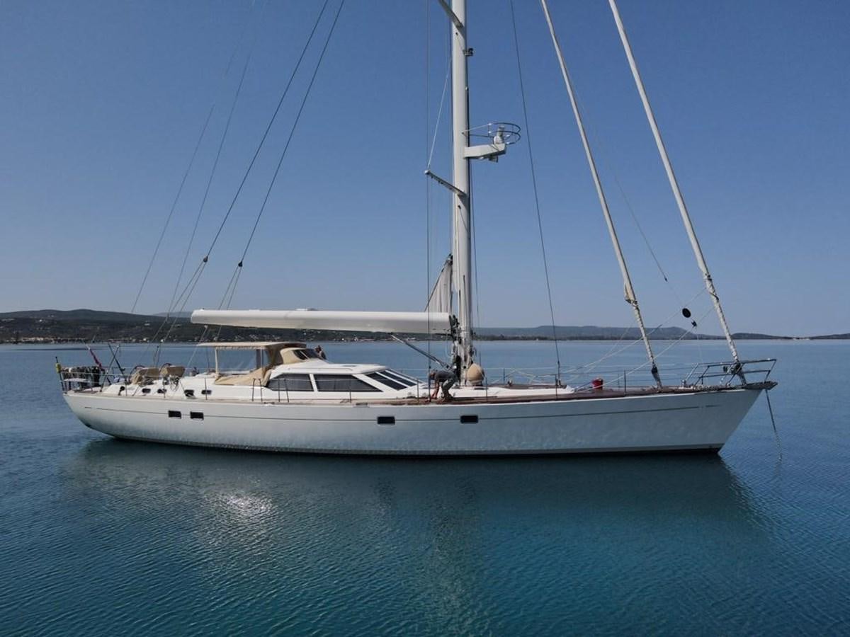 a white boat in the water aboard DUNJA Yacht for Sale