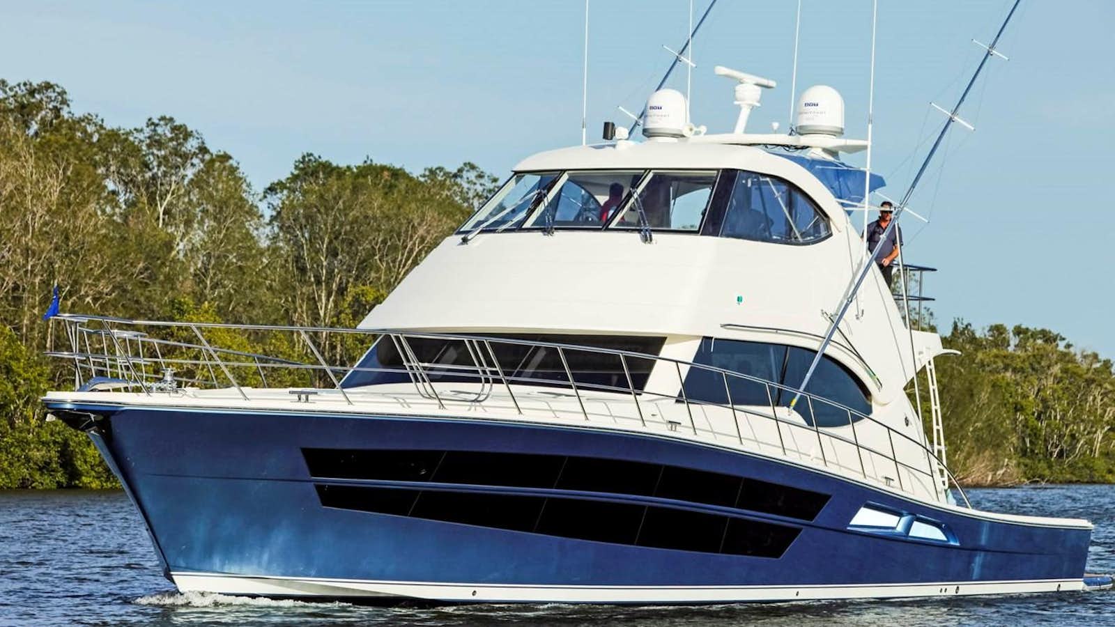 a boat on the water aboard LIFE SERENITY Yacht for Sale