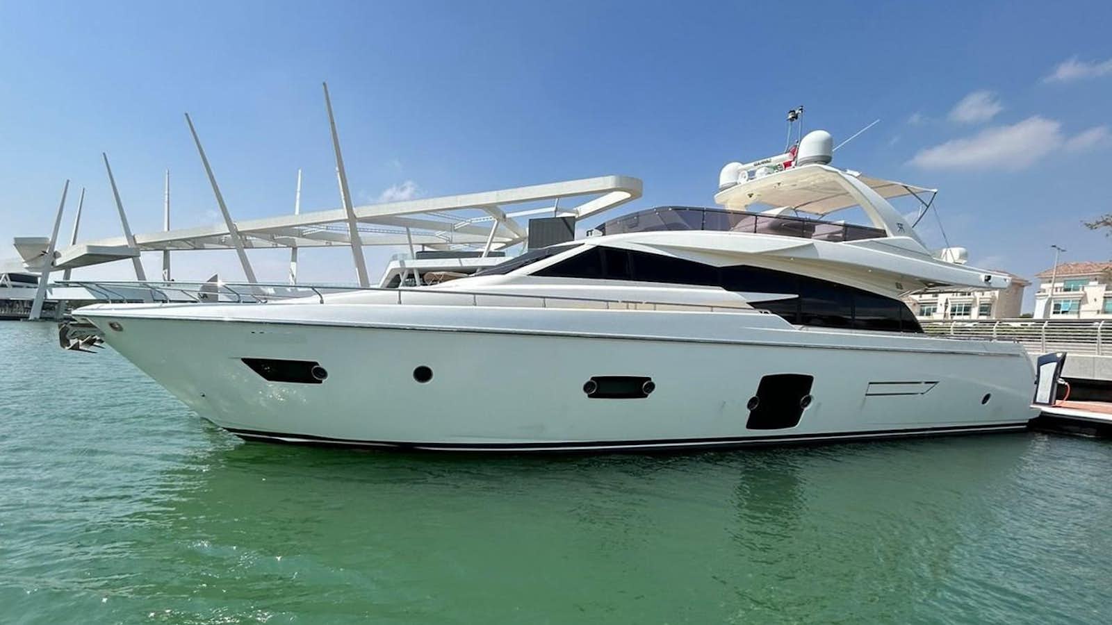 a white yacht in the water aboard FERRETTI 870 Yacht for Sale