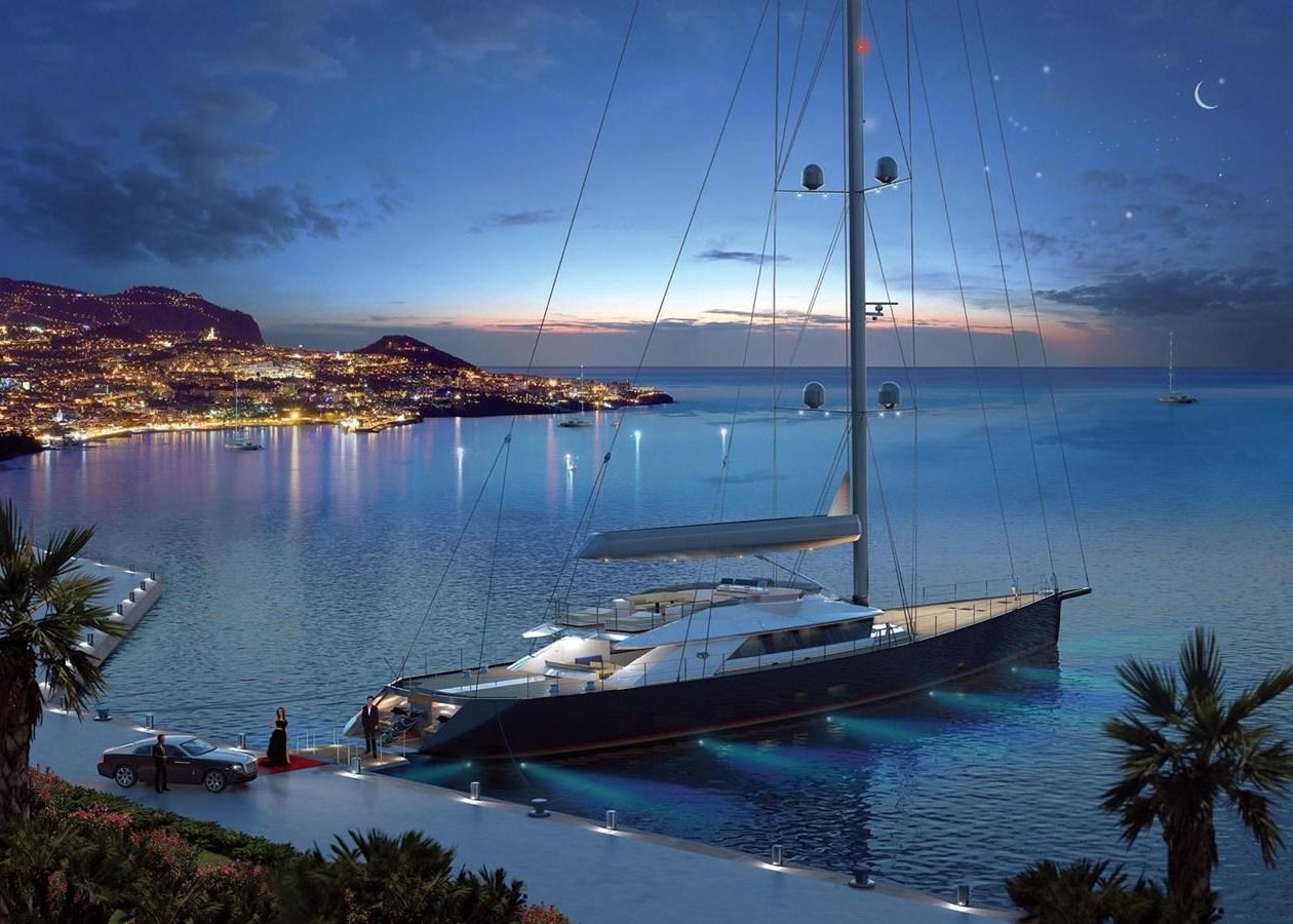 a large boat in a body of water aboard SYNERGY Yacht for Sale