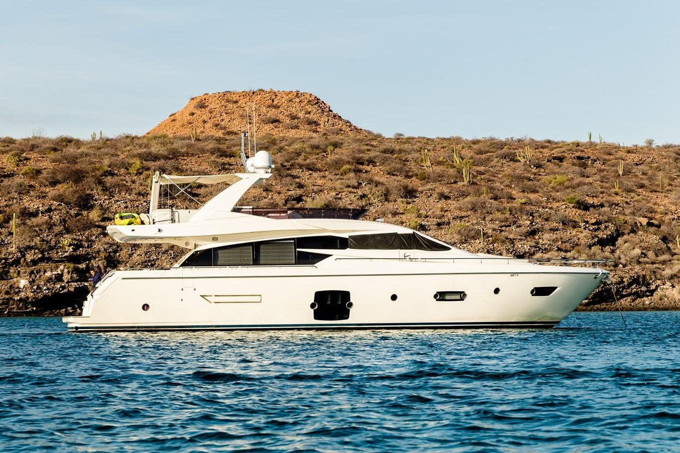 a boat in the water aboard FERRETTI 870 Yacht for Sale