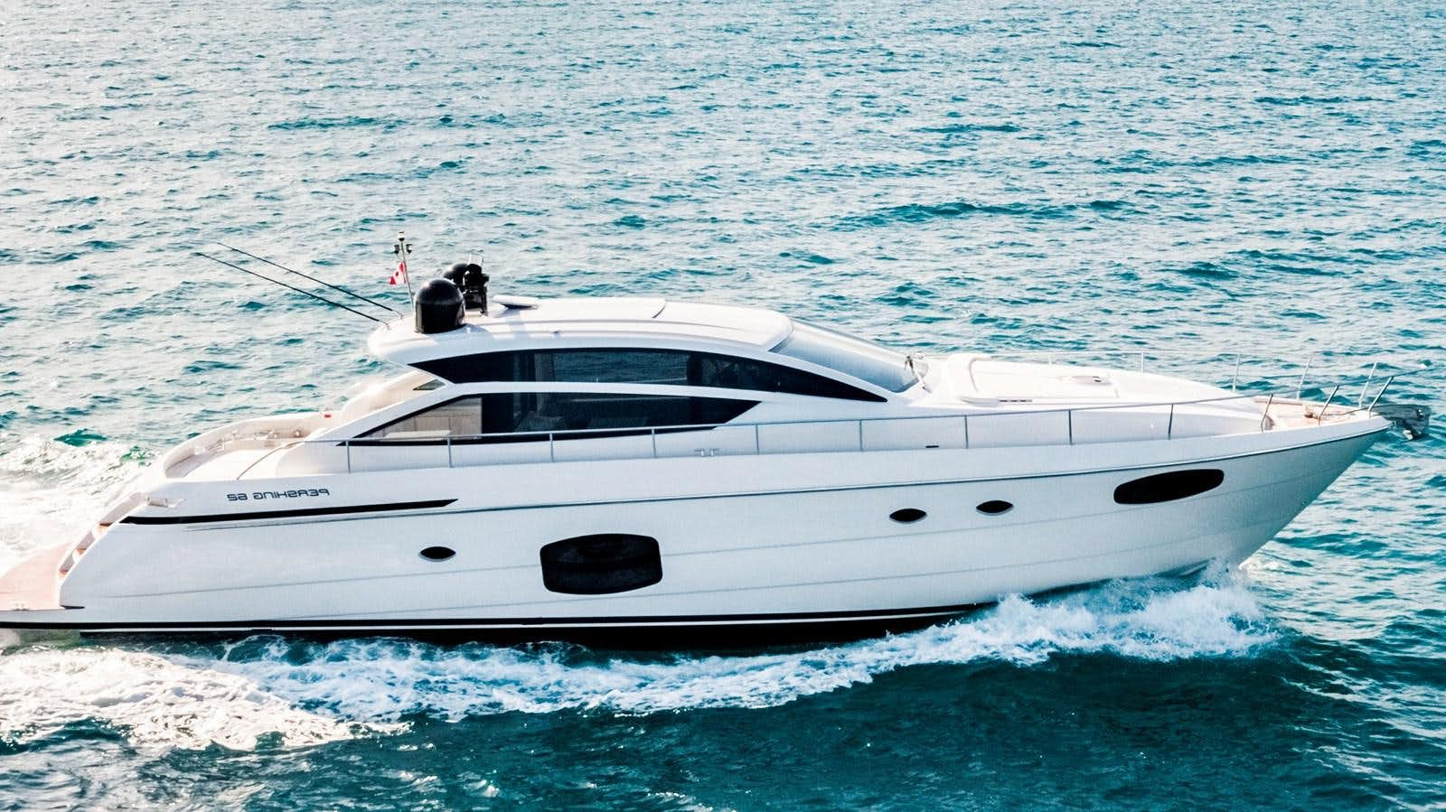 a white yacht in the water aboard PERSHING 108 Yacht for Sale